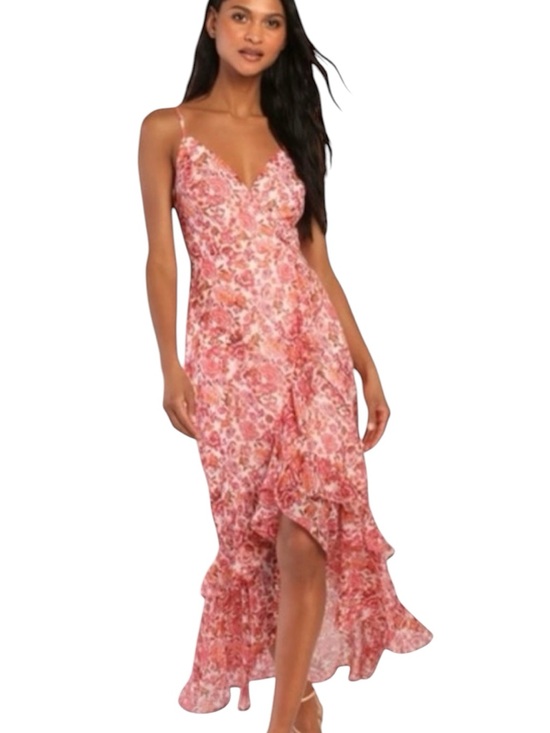 Lulus Dresses & Skirts - Lulus Always Enchanting  Pink Floral metallic dress